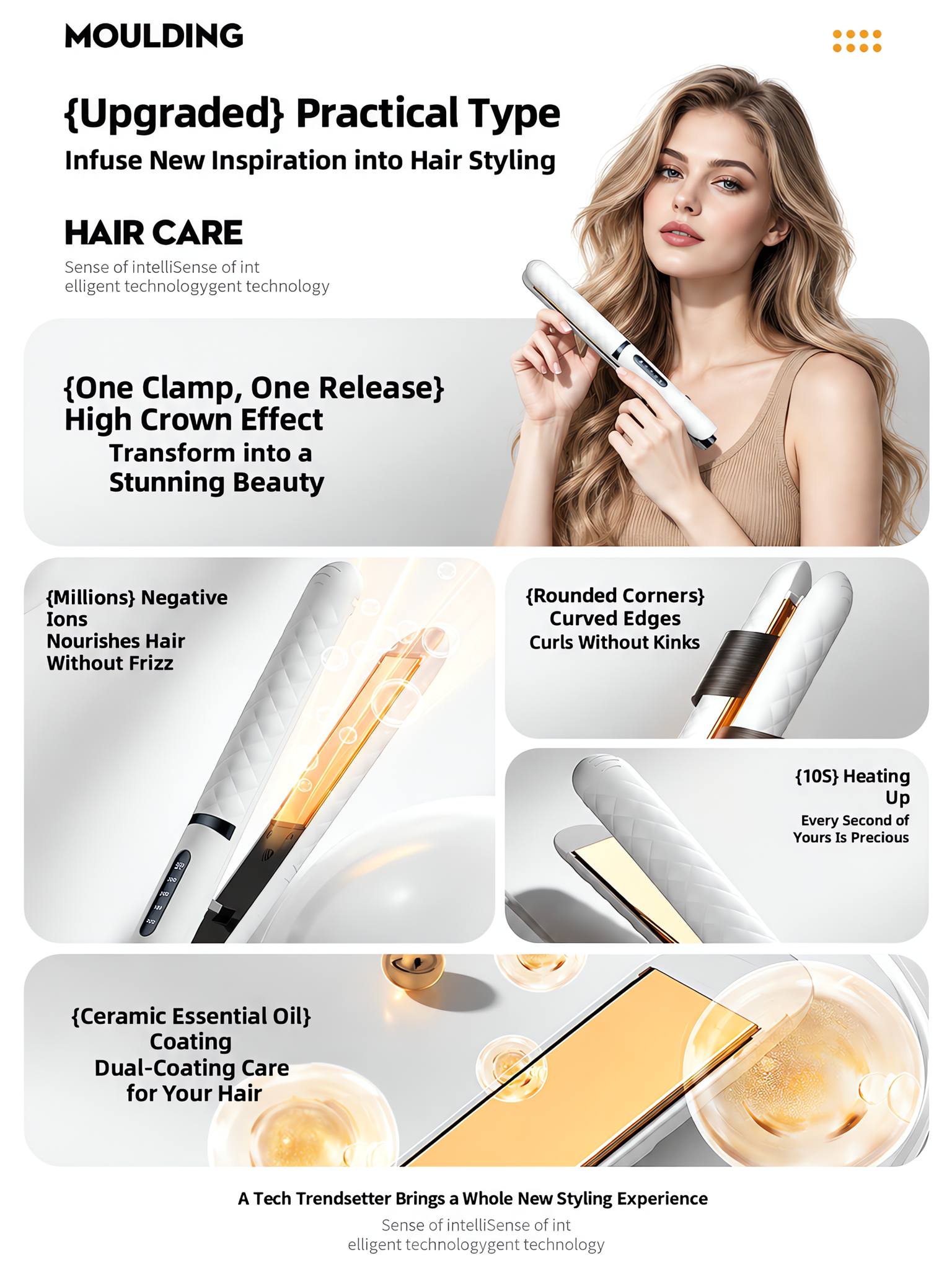 Professional 2-in-1 Hair Straightener and Curler, Negative Ion Ceramic Hair Styler with 4 Temperature Settings & 10s Fast Heating, 100-240V Dual Voltage Travel-Friendly image 4