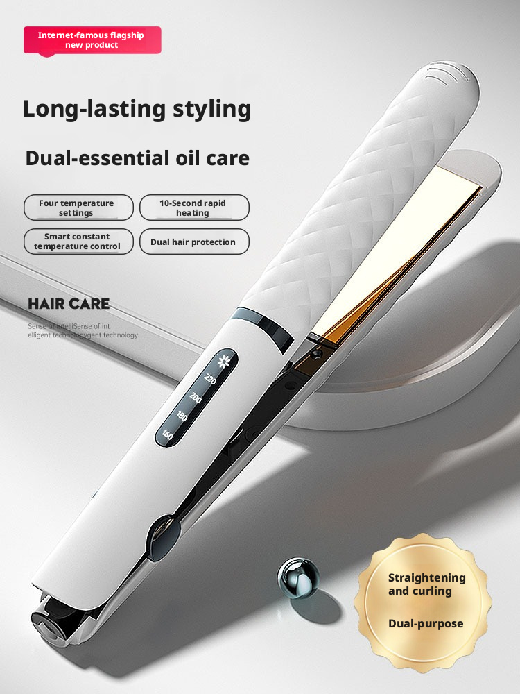 Professional 2-in-1 Hair Straightener and Curler, Negative Ion Ceramic Hair Styler with 4 Temperature Settings & 10s Fast Heating, 100-240V Dual Voltage Travel-Friendly image 8
