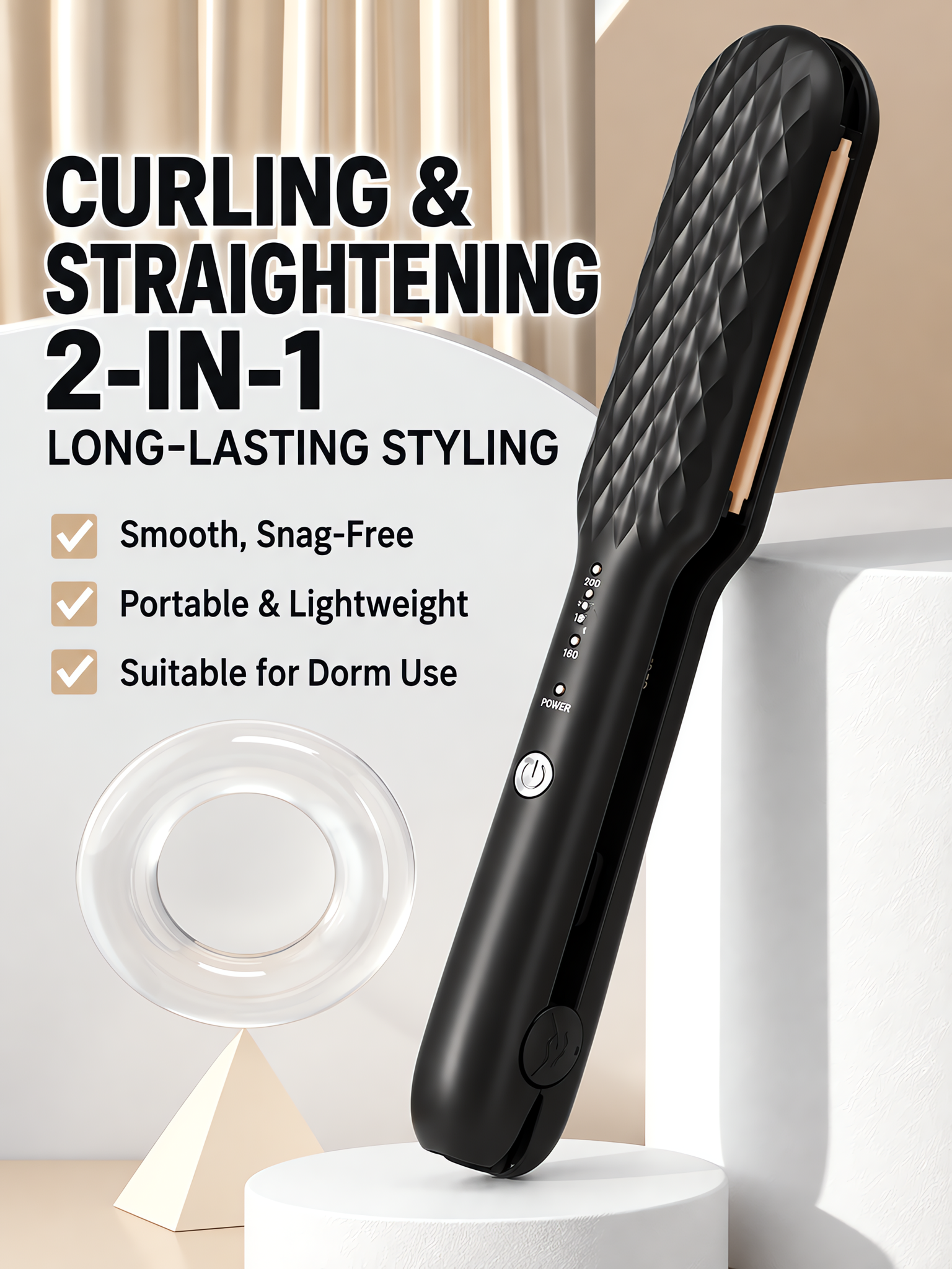 Professional 2-in-1 Portable Hair Straightener and Curler - 4 Adjustable Temperature Settings, 10s Fast Heating Flat Iron for All Hair Types image 2
