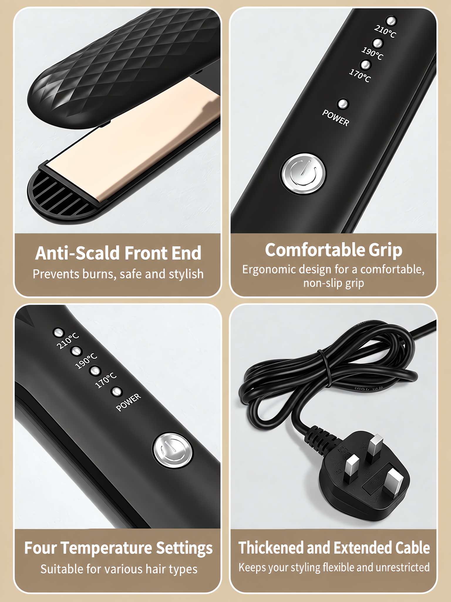 Professional 2-in-1 Portable Hair Straightener and Curler - 4 Adjustable Temperature Settings, 10s Fast Heating Flat Iron for All Hair Types image 9