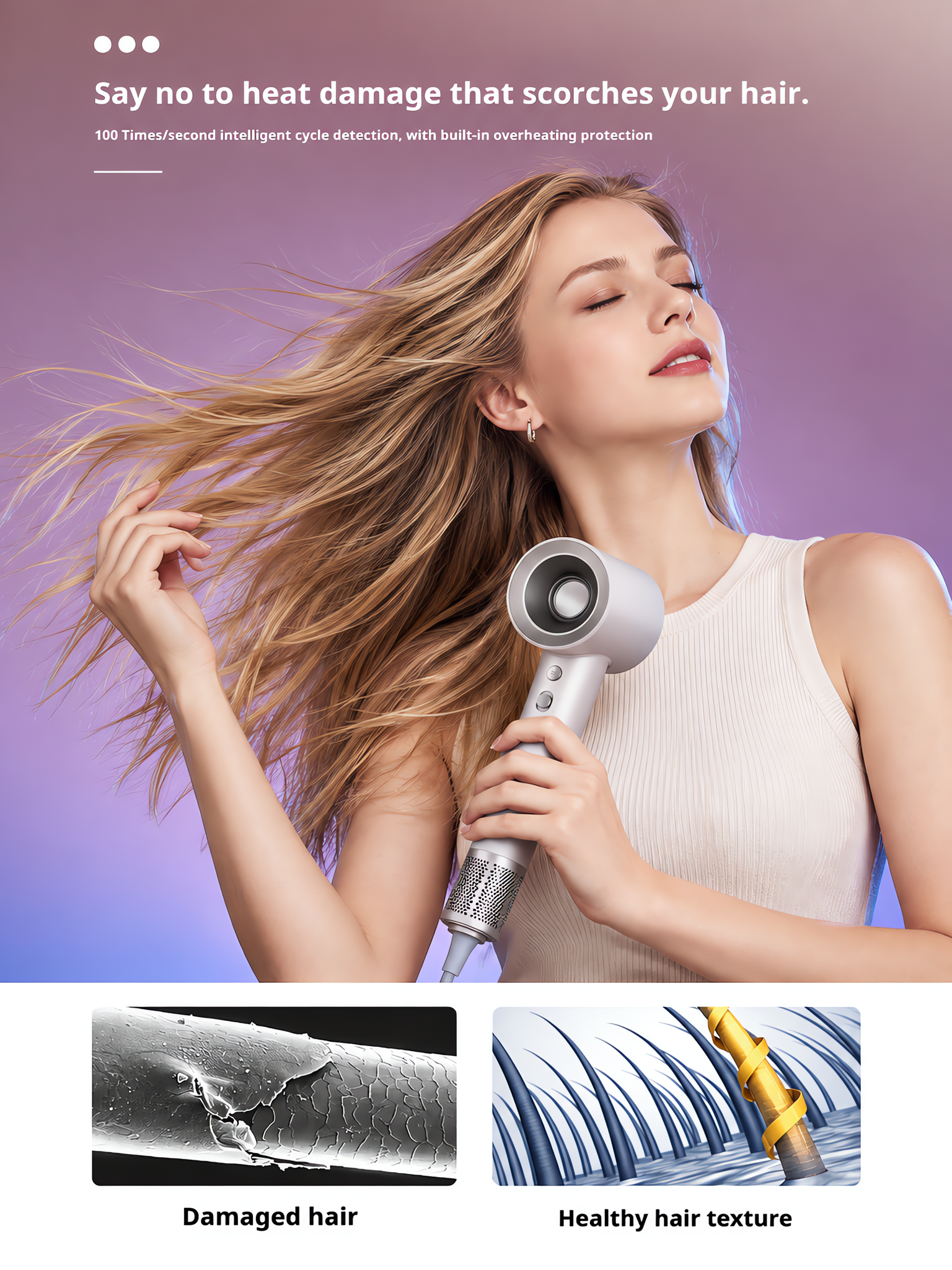 High-Speed Hair Dryer with 110,000 RPM Brushless Motor, 200M Plasma Ions, Smart Touch Sensor Grip & Intelligent Temp Control image 9