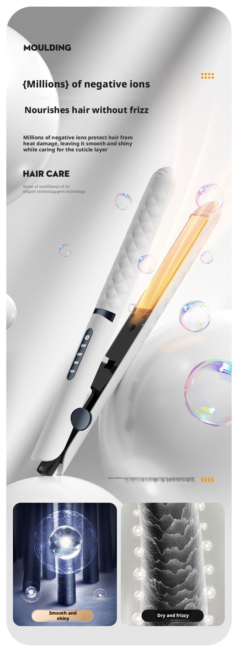 Professional 2-in-1 Hair Straightener and Curler, Negative Ion Ceramic Hair Styler with 4 Temperature Settings & 10s Fast Heating, 100-240V Dual Voltage Travel-Friendly image 2