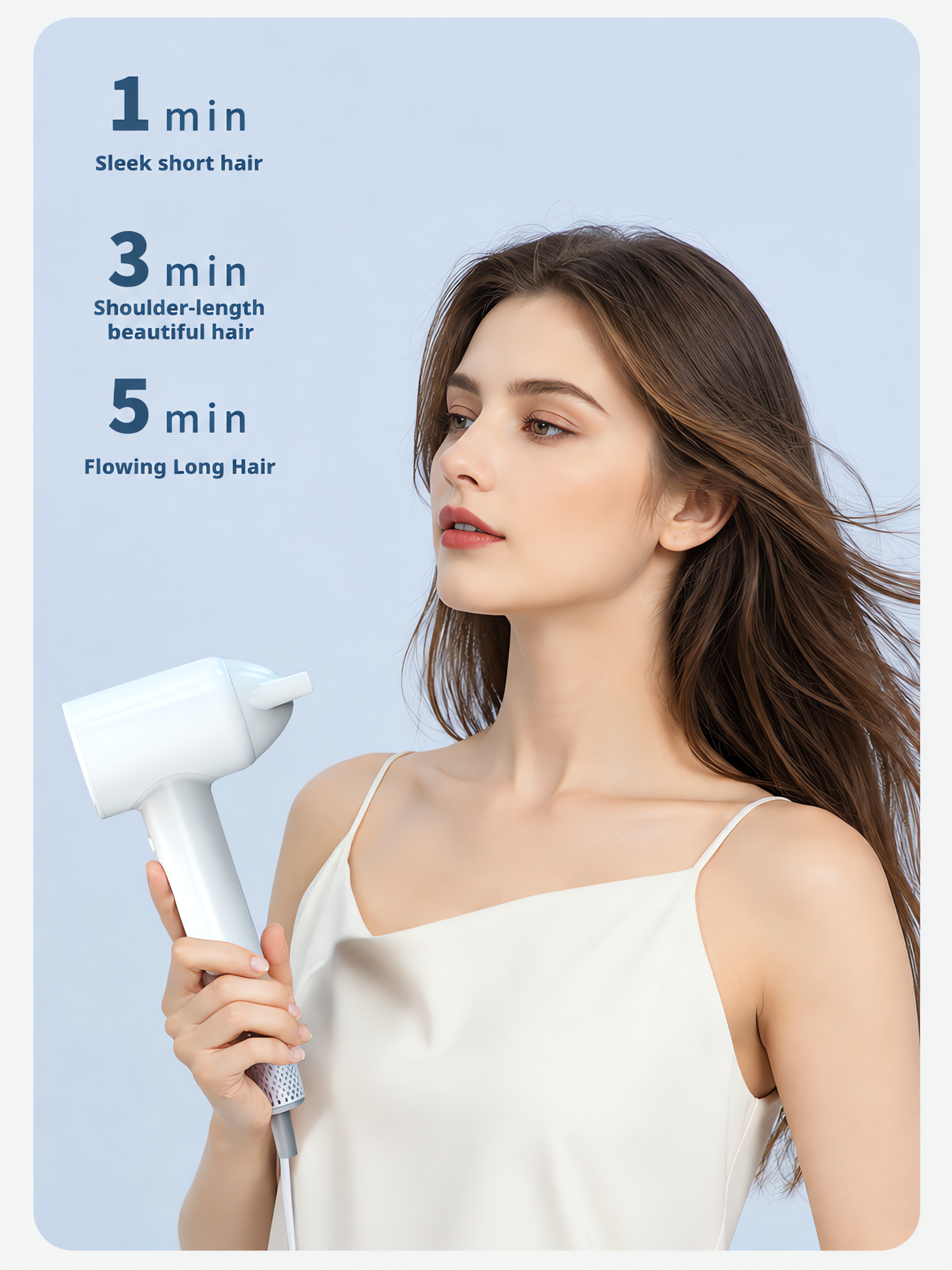 Professional High-Speed Ionic Hair Dryer with LCD Display - 1500W Ultra-Fast Drying, Smart NTC Temperature Control, 300 Million Negative Ions & Low Noise Brushless Motor image 2