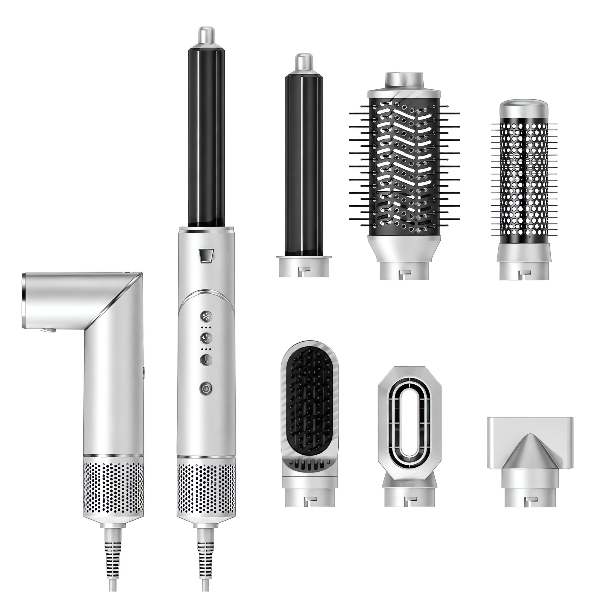 4-in-1 High-Speed Hair Dryer & Multi-Styler - 1400W Foldable Ionic Blow Dryer with Air Auto-Wrap Curling Iron, Smoothing Brush, NTC Smart Temp Control & Fast Drying